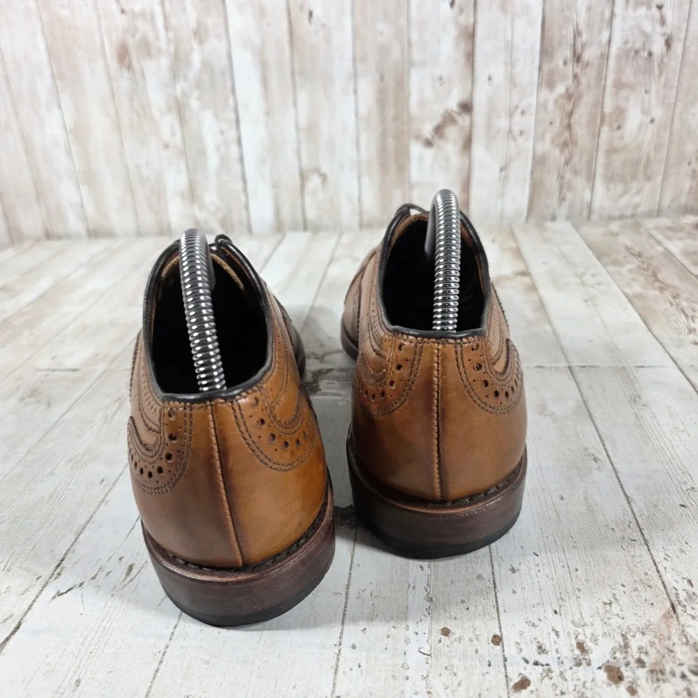 Brooks Brothers Mens Tan Leather Brogue Cap Toe Oxford Shoes‎ 8 D Made in USA